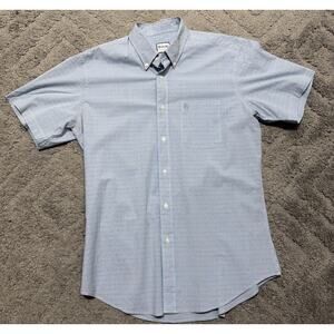 Heybo Outdoors Shirt Mens Embroidered Gingham Short Sleeve Button Up Size L